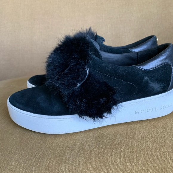 mk black slip on shoes